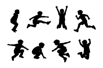 Obraz premium Children in motion silhouettes capturing joyful playtime activities