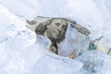 One Hundred Dollar Bill Frozen in Ice