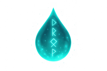 Glowing mystical drop with energy runes and sparks