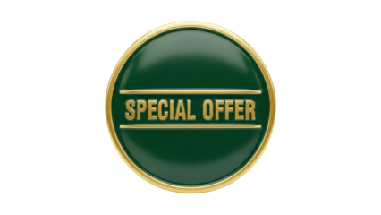 Premium green and gold special offer badge for exclusive promotions and limited time deals, high quality special offer png photo
