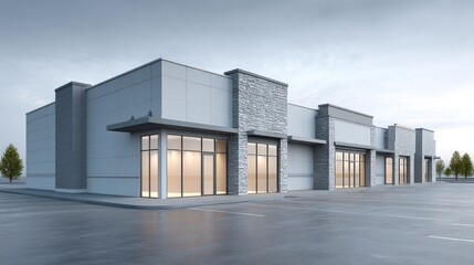 Fototapeta premium Modern commercial building exterior retail space facade