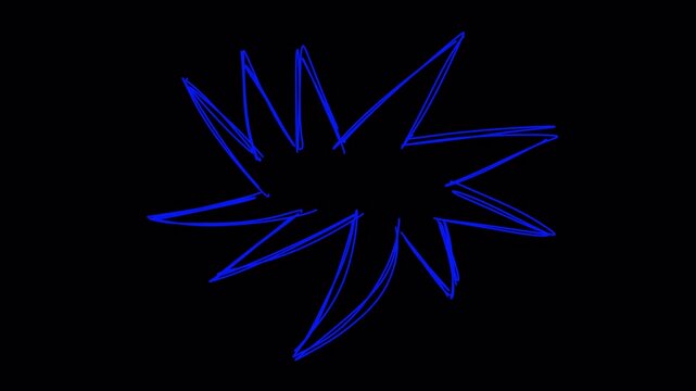Transparent comic talk balloon animation alpha channel. Hand drawn retro pop art bubble overlay, scribble dialogue box motion graphic for video creators.