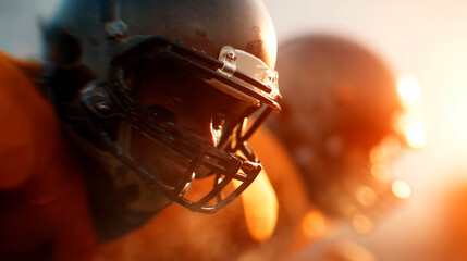 Two football players wearing helmets