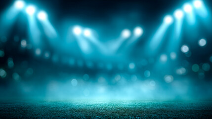 Stadium with lights shining on the field