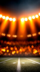 Football field with a stadium in the background