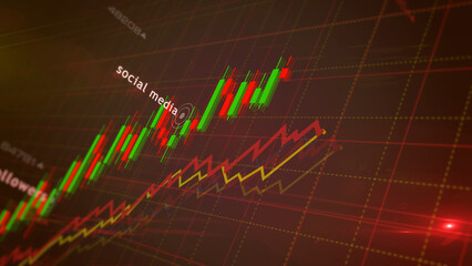 Social media charts and graphs diagram illustration
