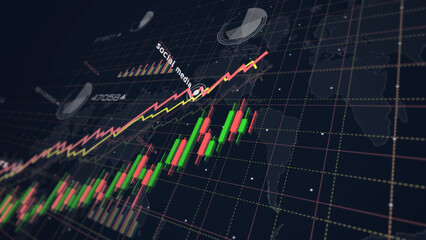 Social media charts and graphs diagram illustration