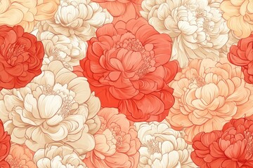 Decorative peonies floral seamless vector