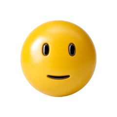 Fototapeta premium Minimalist smile face emoji with bright yellow color and neutral expression.