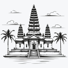 Bali monaster sketch illustration vector