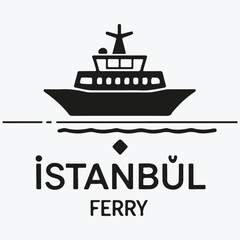 Istanbul ferry travel concept logo sketch illustration vector
