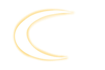A white crescent moon with soft yellow glow along its edges, isolated on transparent background.