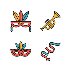 Obraz premium Carnival Party Essentials: A lively arrangement of essential carnival elements.