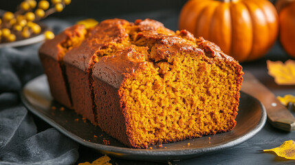 Close-up. Homemade Sweet Pumpkin Bread.