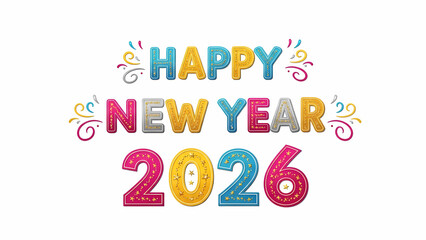 Multi-colored Playful 2026 Kids Design, PNG with Alpha Channel