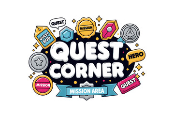 Quest corner: explore missions and achievements in a fun, colorful theme