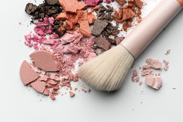 Makeup Brush with Crushed Powder and Colorful Cosmetic Texture