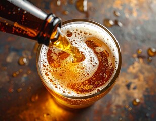 Top view beer pour