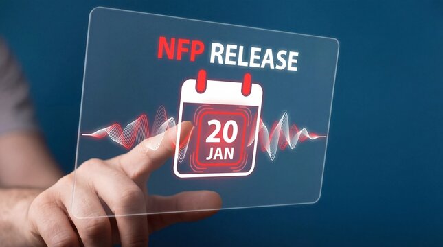 Businessman interacting with digital calendar for NFP release date