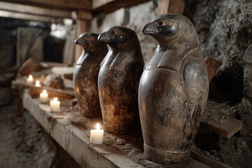 Obraz premium Ancient Egyptian Falcon-Shaped Vases