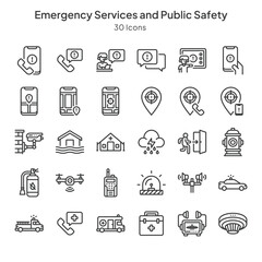emergency services and public safety icons collection
