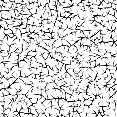 A seamless pattern with cracks in the ground creating an abstract design. Black and white vector illustration for your designs, prints, wallpaper, fabrics, and covers.