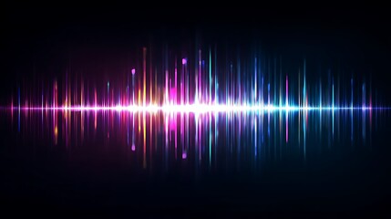 Colorful digital audio waveform, with vibrant vertical lines and a dark background