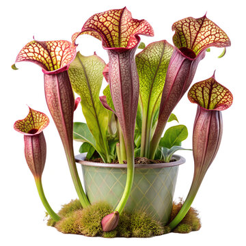 Venus flytrap plant in a pot isolated on transparent background
