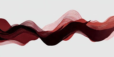 Abstract flowing waves in shades of red and beige with a minimalist background.