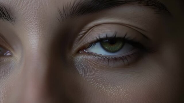 close-up green eye macro shot with detailed iris and lashes