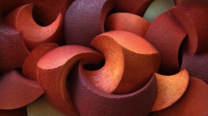 Red Curved Metal Shapes Background Texture.