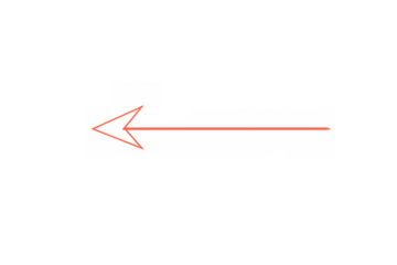 Red arrow pointing left symbol on transparent background indicating direction, navigation, return, or previous action