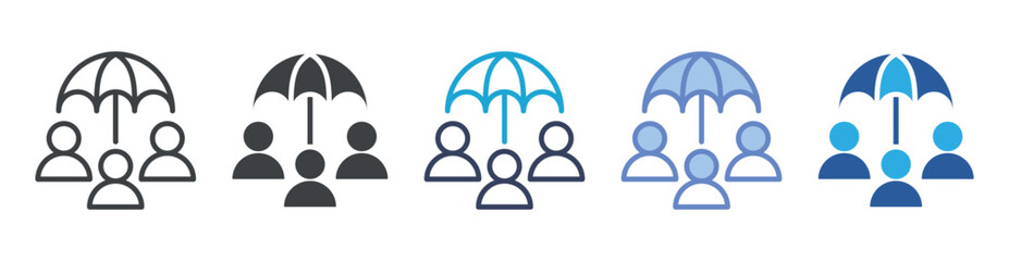 Social Security icon set multiple style collection