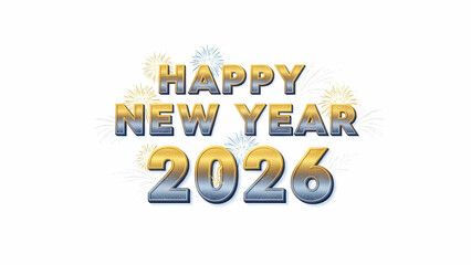 Gold and Silver 2026 Happy New Year, Cut-out Graphic