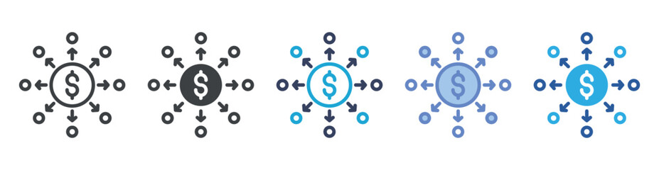 Liabilities icon set multiple style collection