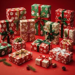 Cute christmas gifts with santa claus pattern