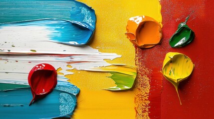 Vibrant Abstract Art with Paint Splatters and Bold Brush Strokes