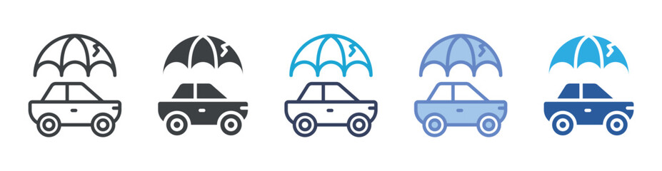 Car Insurance icon set multiple style collection