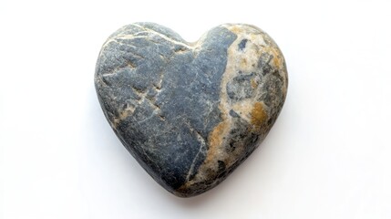 Gray heart-shaped rock with marble texture and earthy tones