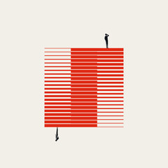 Business Woman and Man Having Disagreement and Opposite Perspectives Facing Different Directions in Corporate Conflict. Minimalist VEctor Concept Illustration.