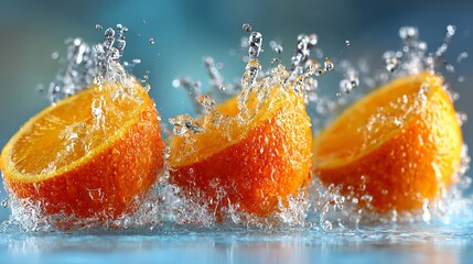 Oranges Splashed in Water Closeup Photography.