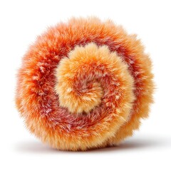 Round, fluffy orange and white ball isolated on white background