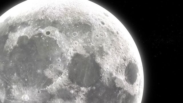 Close-up of the moon's surface showing craters and texture
