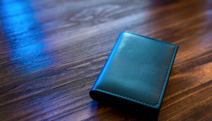 Wallet leather money security cybercrime finance payment identity privacy wood Minimal leather wallet wood surface highlights money security and cybercrime risk around finance payment identity