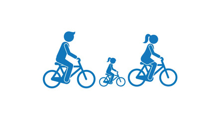 Naklejka premium Family Cycling Together on Bicycles Depicting Outdoor Activity.