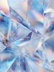 細かいカッティングが美しい青と虹の反射のプリズム背景