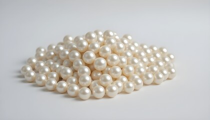 Pile of pearls on a clean white background with elegant and luxurious visual appeal