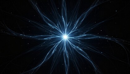 Abstract concept of a radiant energy core emitting intricate luminous filaments and connected data streams in a dark, dynamic space