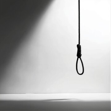 Dark Noose Hanging in Minimalist Space