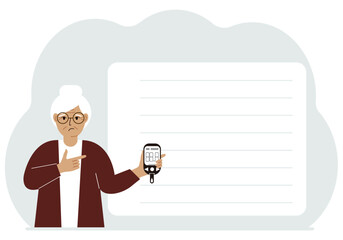Woman holds a glucometer in his hand. The concept of blood sugar control, diabetic.